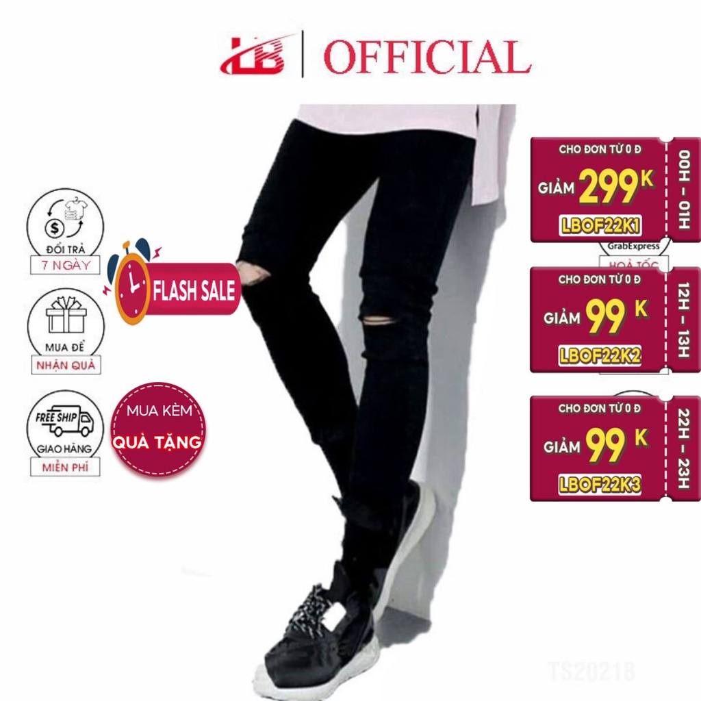 Quần jeans nam LB co giãn rách gối cá tính DNHQ9861 - HÀNG MỚI VỀ