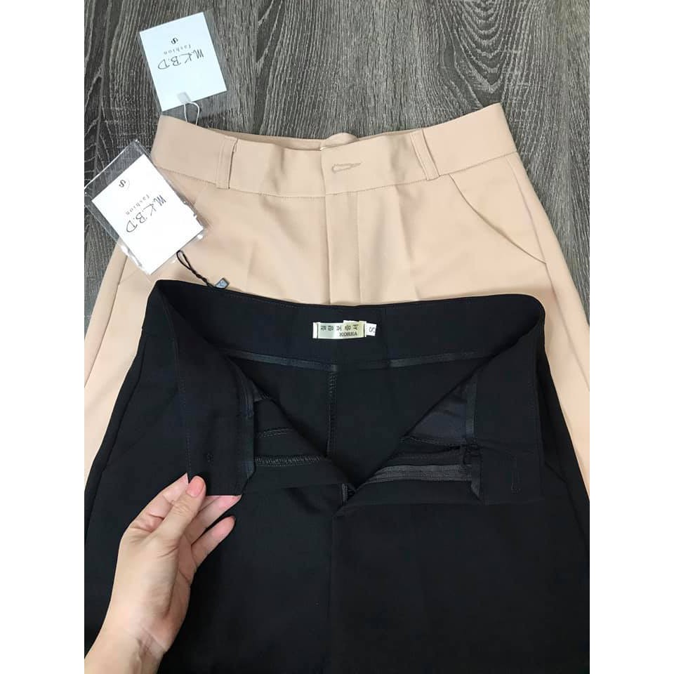 Quần Suông Vintex 💖𝑭𝑹𝑬𝑬𝑺𝑯𝑰𝑷💖Quần Culottes Quần Ống Suông Rộng Cạp Cao 2 Màu Đen Kem