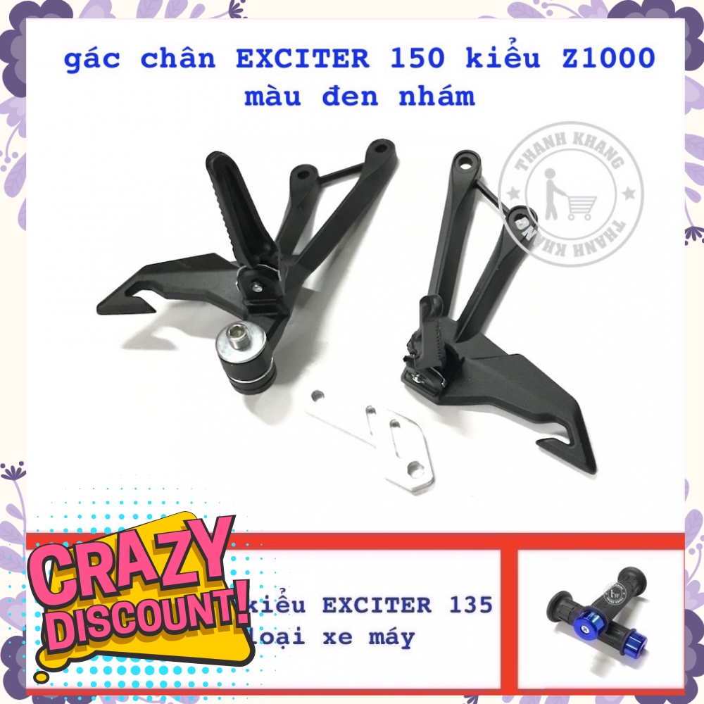 Gác chân EXCITER 150 kiểu Z 1000 thanh khang tặng bao tay kiểu Ex 135 màu xanh dương  006001144  006000893