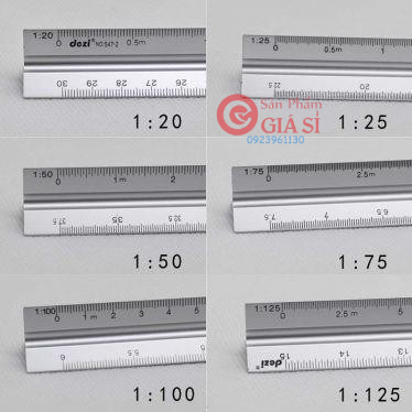 Thước tỷ lệ 3 cạnh bằng hợp kim nhôm- Đo tỷ lệ lớn (Tỷ lệ đo : 1:20, 1:25, 1:50, 1:75, 1:100, 1:125) ❤️freeship❤️