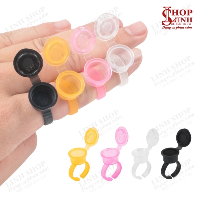 (Bịch 50cái) Chum nhẫn đựng mực, chum có nắp đậy tiện lợi hạn chế đổ mực, nhẫn đựng mực có nắp đậy