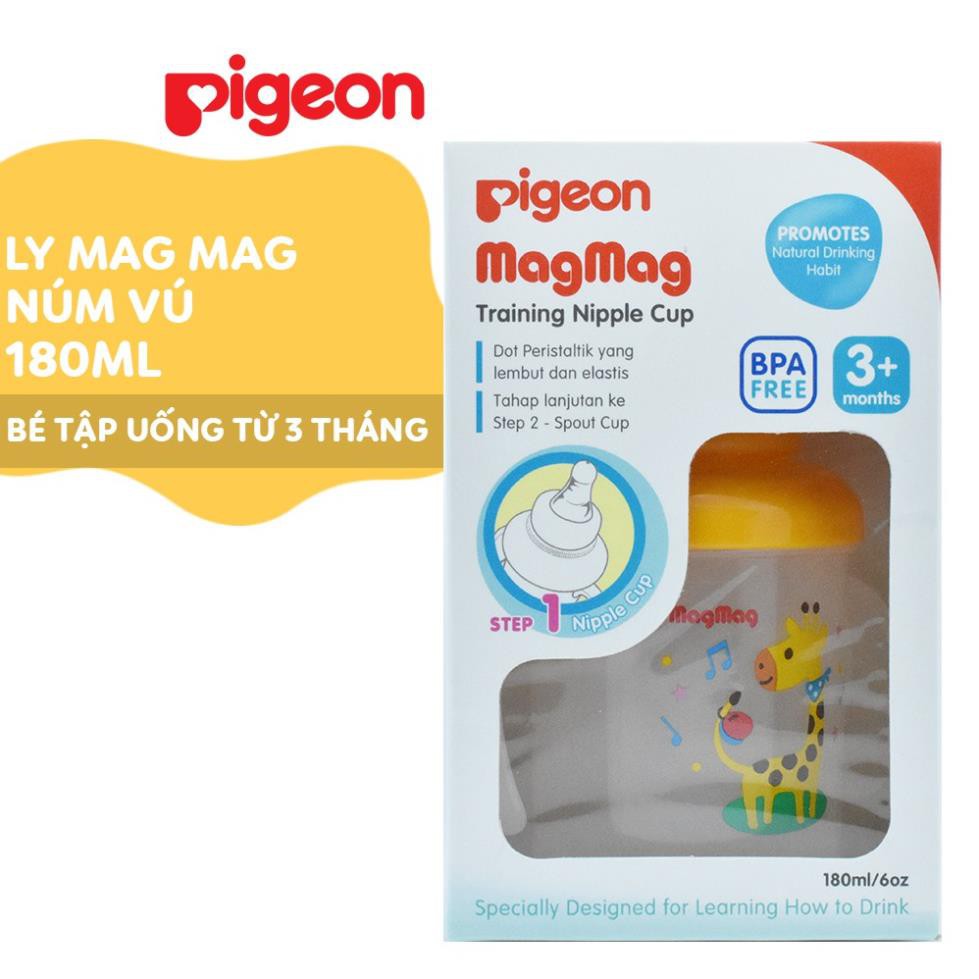 Bình (ly) tập uống nước Pigeon Cao Cấp núm ti cho bé từ 3 tháng dung tích 180ml