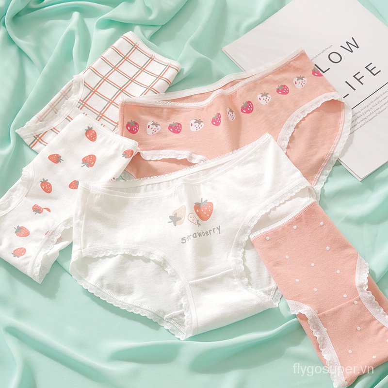 Quần lót cotton lưng vừa in họa tiết trái cây phong cách Nhật Bản mới cho nữ | BigBuy360 - bigbuy360.vn