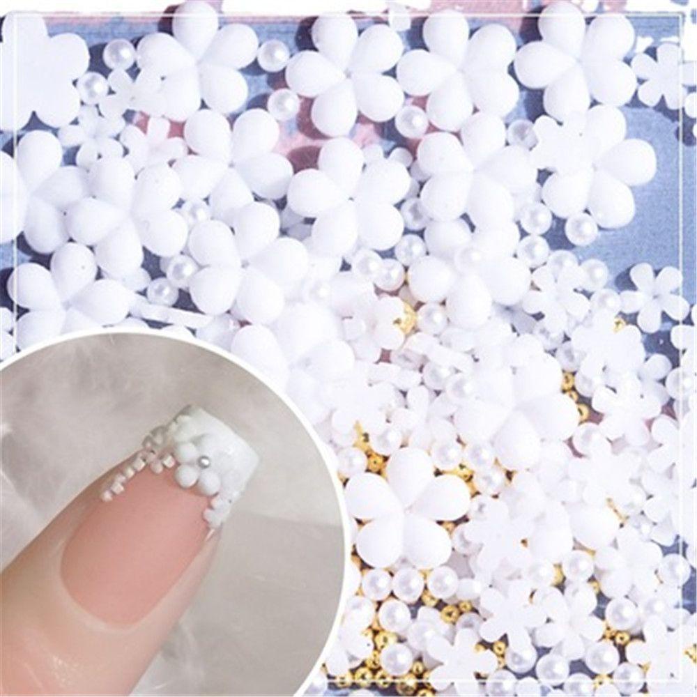 Phụ Kiện Hoa Trắng Mini Trang Trí Móng Tay