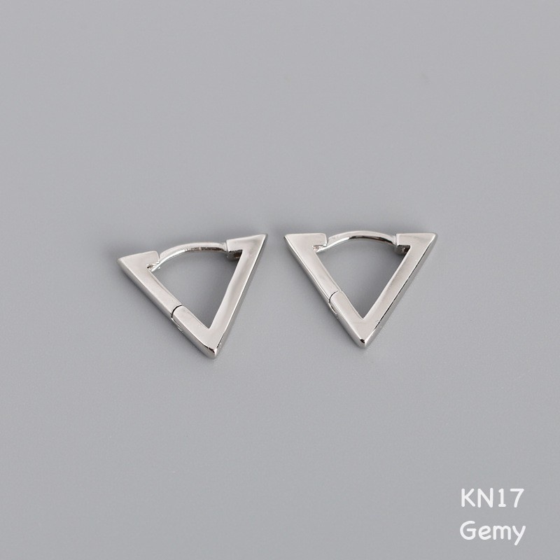 Khuyên tai nam bạc mạ vàng hình tam giác 2 màu thiết kế đơn giản, cá tính, độc đáo (1 chiếc) | GEMY SILVER KN17