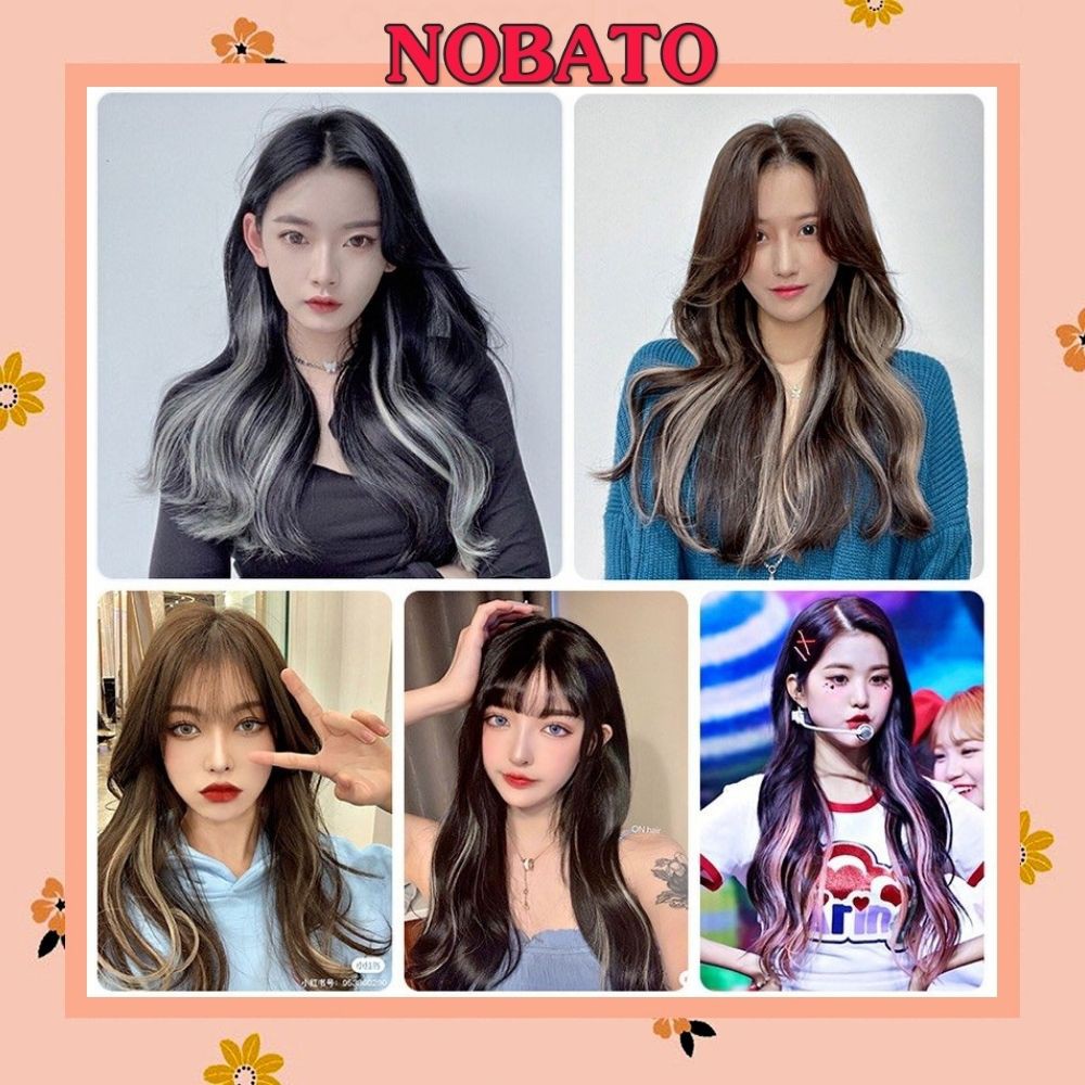 Tóc giả Nobato highlight kẹp xoăn nhiều màu phong cách cá tính năng động TG17