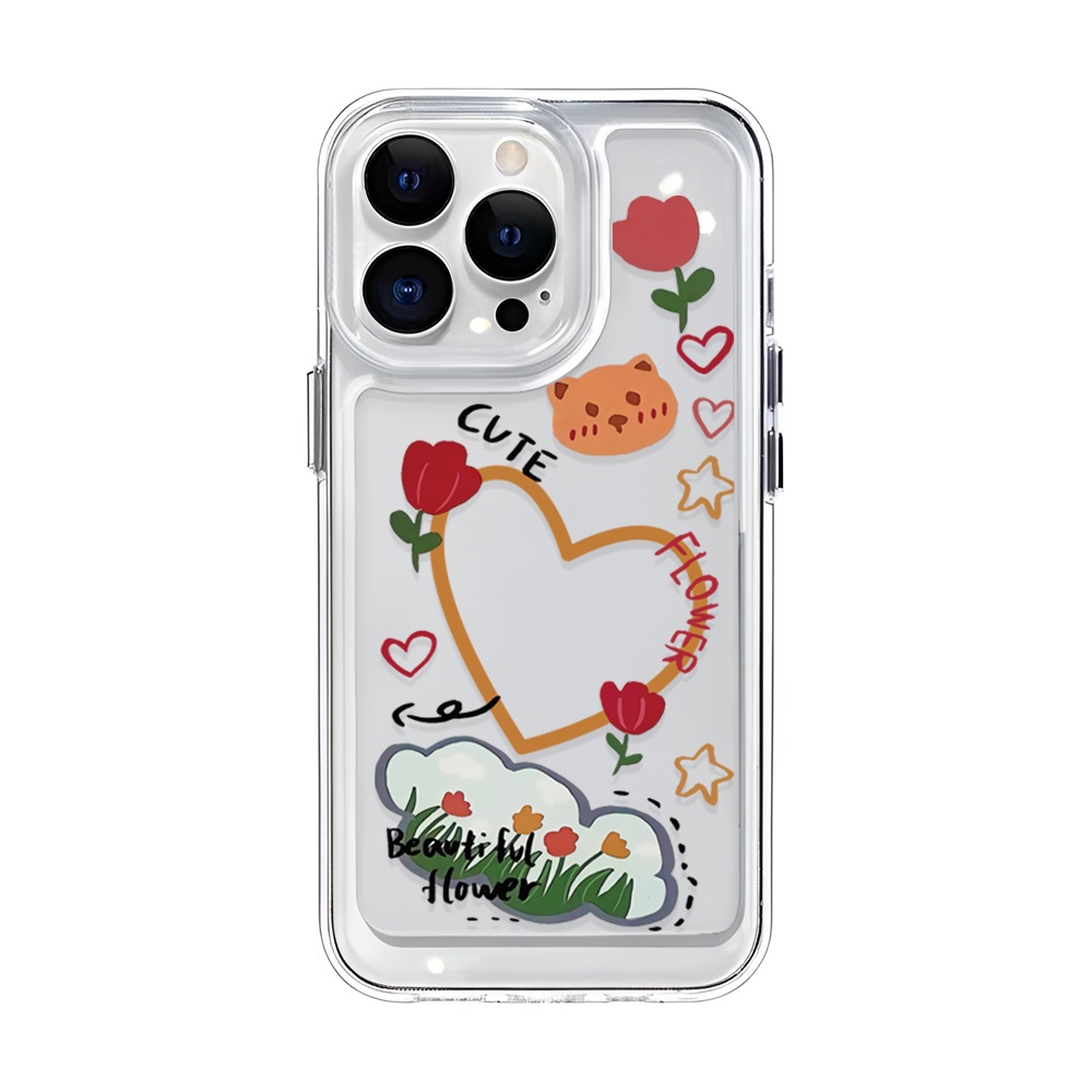Ốp Điện Thoại Trong Suốt Họa Tiết Hoa / Trái Tim Cho iphone 14 Pro Max 14 Plus 13 11 12 7Plus X XR XS Max 8 7