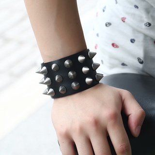 [NB08] Vòng Đeo Tay Da Đinh Tán Cá Tính Nút Bấm