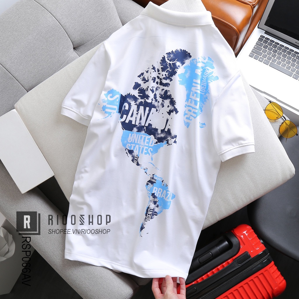 Áo thun nam polo ngắn tay đẹp from rộng họa tiết cực chất RSP066AV - áo phông nam có cổ Riooshop | BigBuy360 - bigbuy360.vn