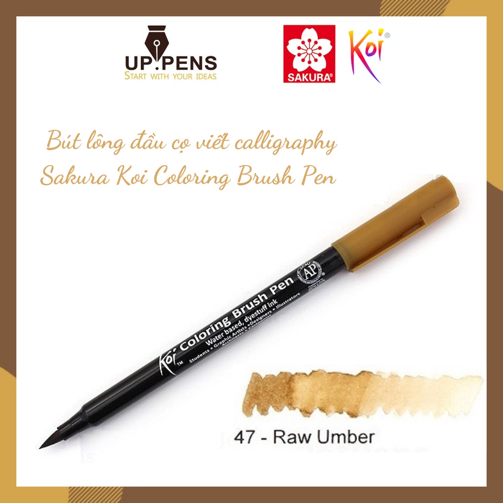 Bút lông đầu cọ viết calligraphy Sakura Koi Coloring Brush Pen - Màu nâu (Raw Umber)