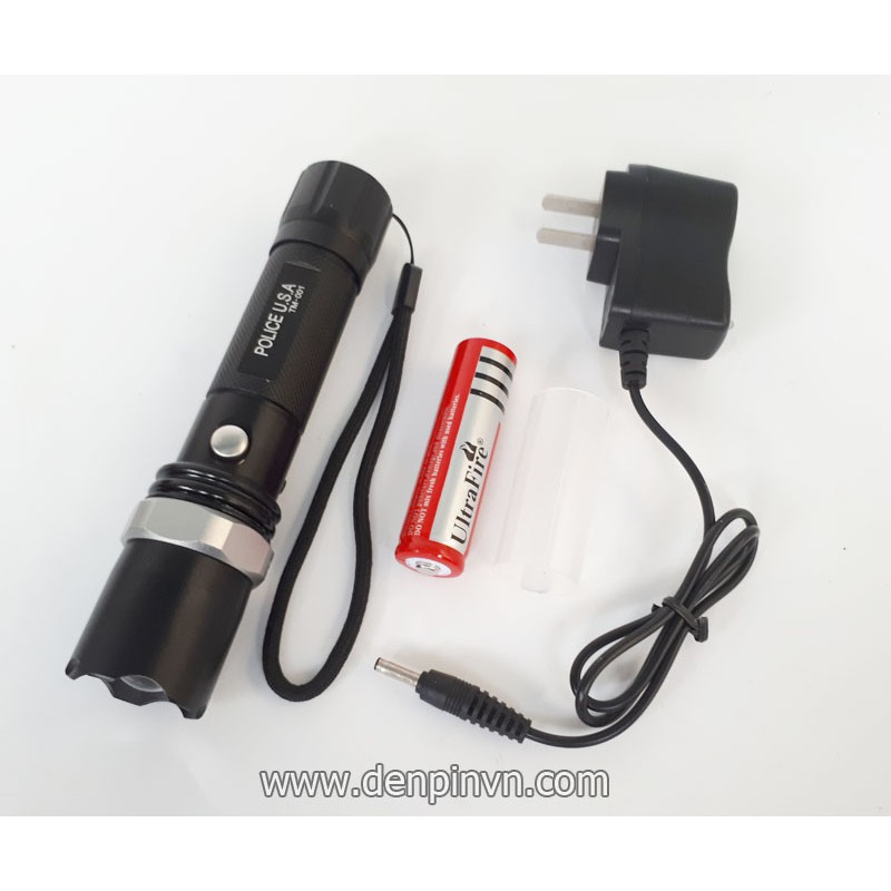 Đèn pin Police HY 001 cực sáng - fullbox có adapter để sạc