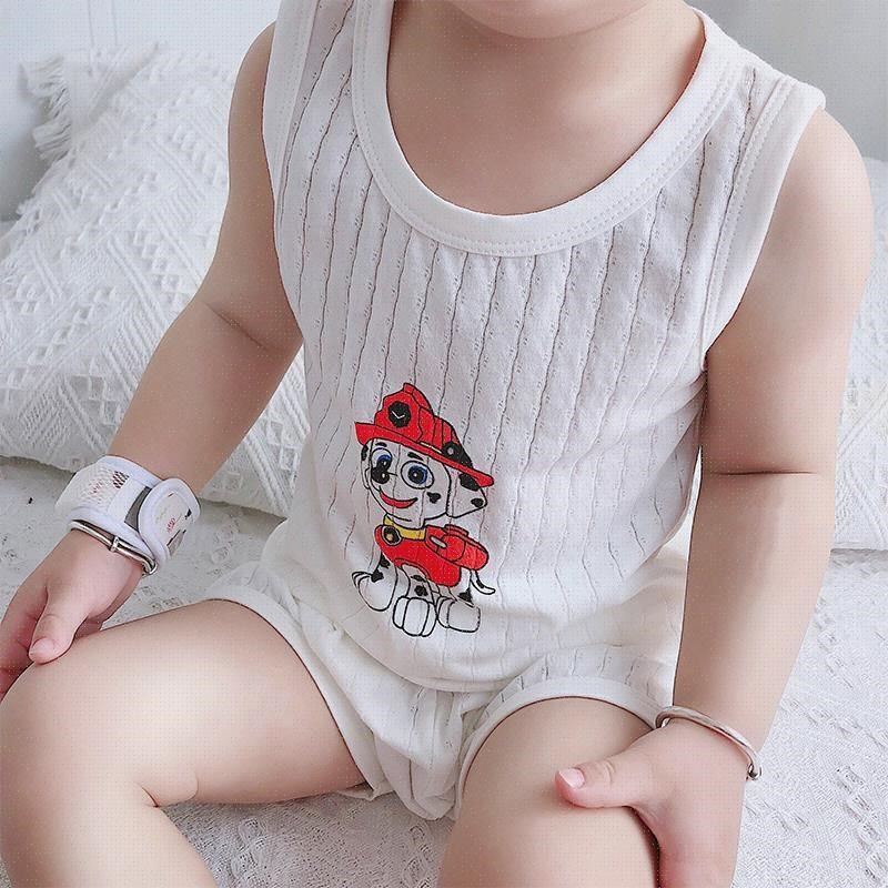 Bộ vest trẻ em mùa hè cotton nguyên chất 2021 áo vest ở nhà mới dành cho trẻ em và trung học, bộ đồ ngủ mỏng dành cho trẻ em trai và trẻ em gái