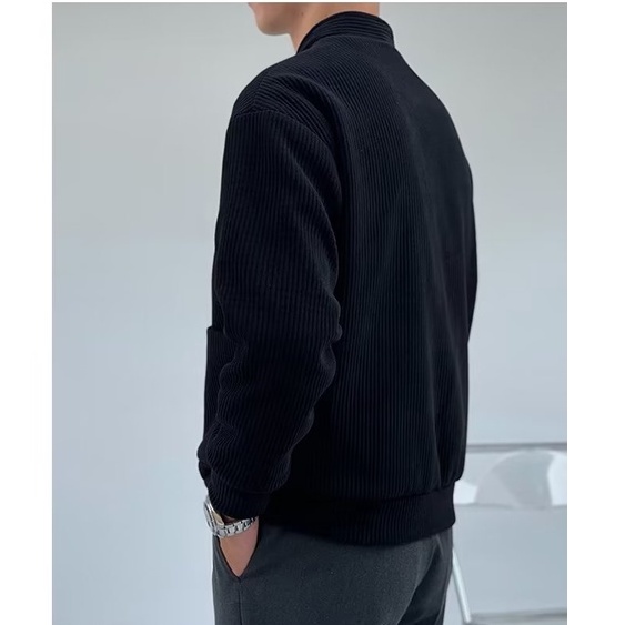 Áo Khoác Cardigan Cổ Đứng Có Khóa Kéo Phong Cách Nhật Bản Thời Trang Thu Đông Cho Nam Size M-3XL