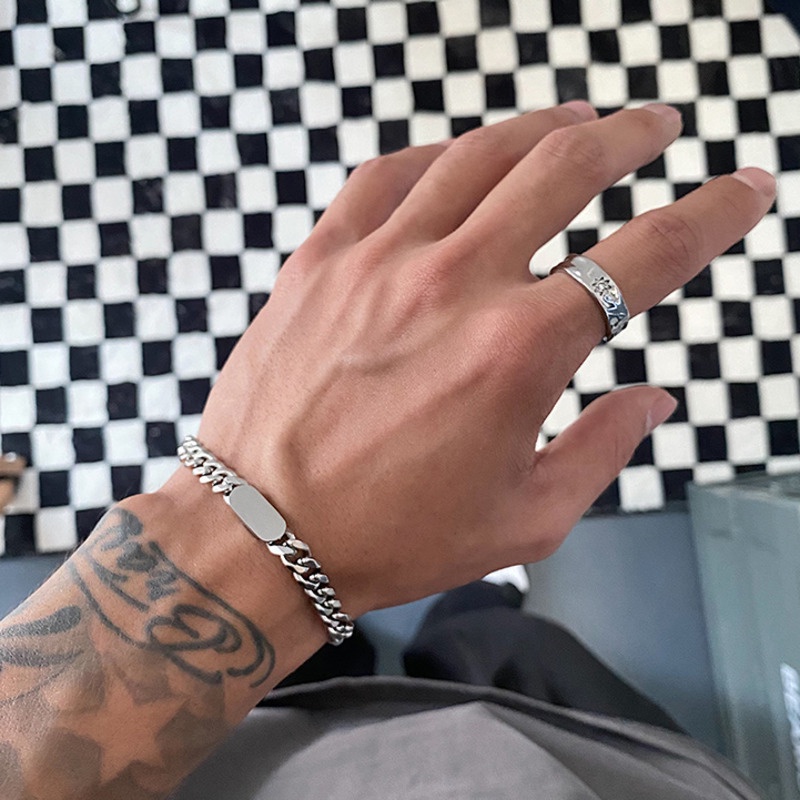 Vòng Tay Thép Titan Phong Cách hip-hop Thời Trang Cá Tính Cho Nam