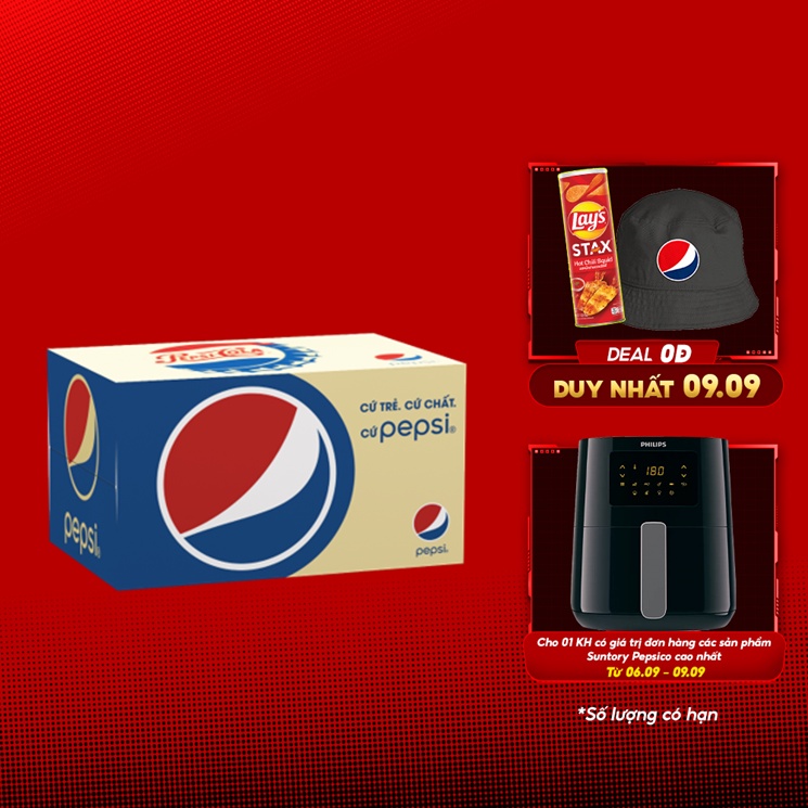 Thùng 24 Chai Nước Giải Khát Pepsi (390ml/Chai)
