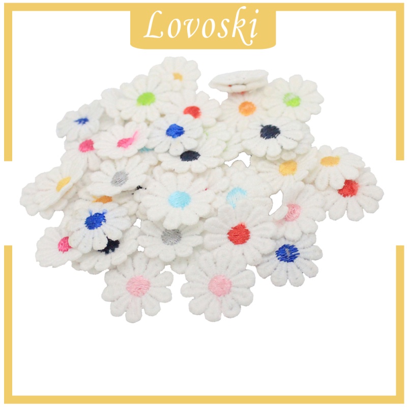 Set 50 Miếng Dán Trang Trí Quần Áo Hình Hoa Cúc Thêu Xinh Xắn