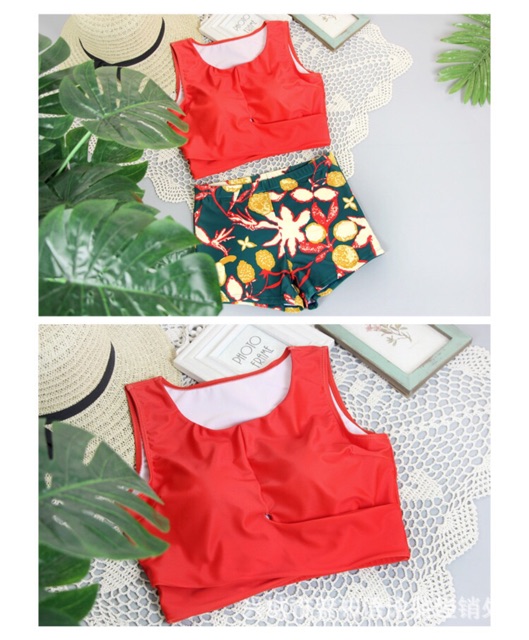 Set bikini đi biển 3 món( áo+váy+quần đùi )