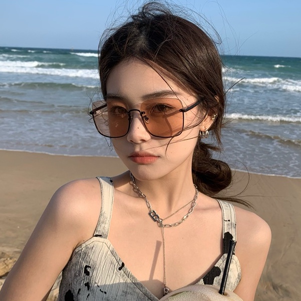 Kính Mát Nửa Gọng Hình Vuông Màu Đen Đơn Giản Thời Trang Cho Nam Và Nữ