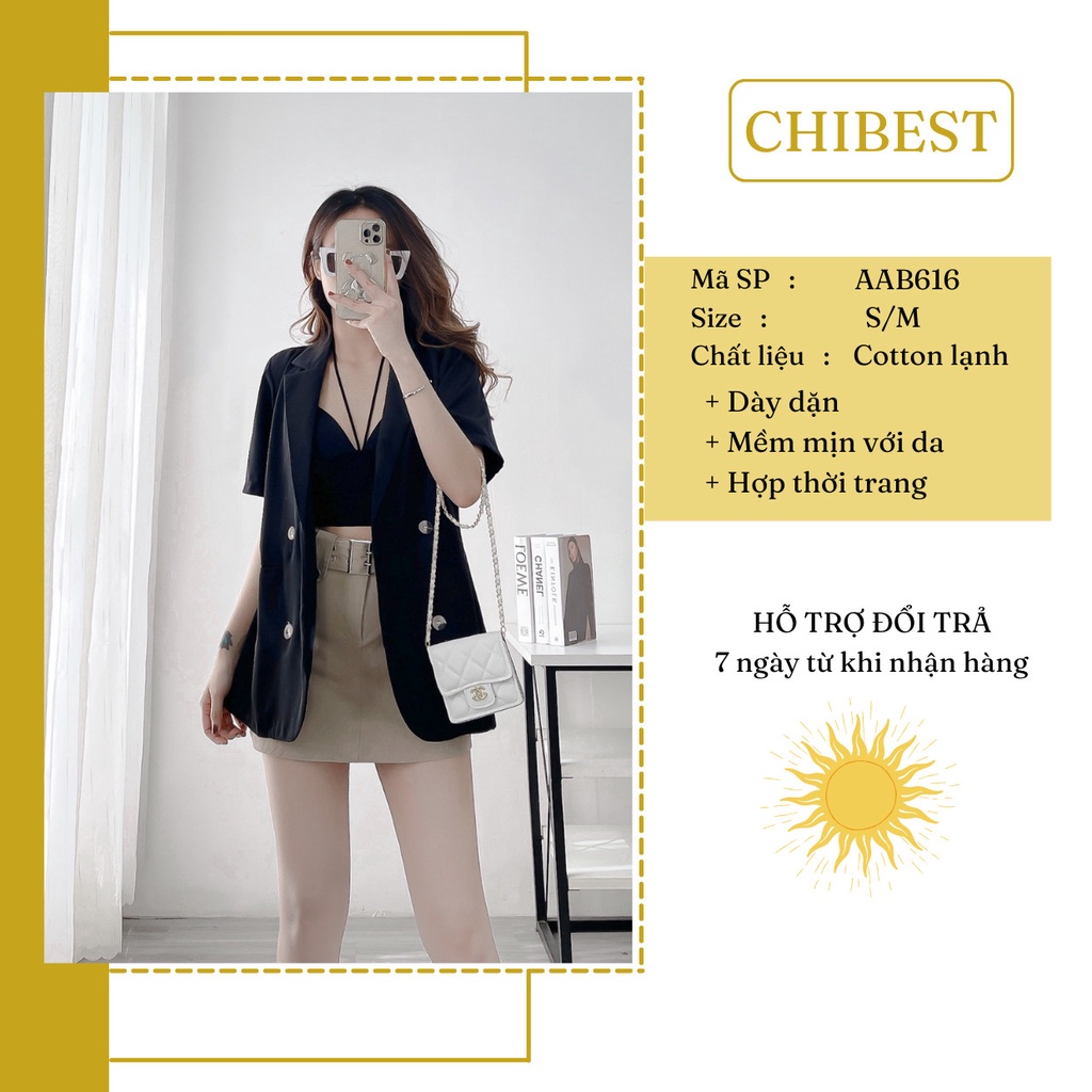 Blazer nữ tay ngắn áo khoác VEST nữ 1 lớp tay lỡ 4 nút  AAB616 CHIBEST | BigBuy360 - bigbuy360.vn