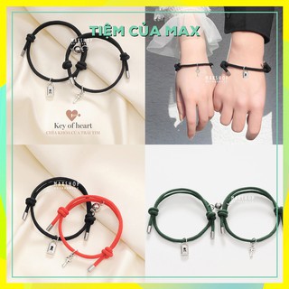 Vòng đôi nam châm CHÌA KHÓA & Ổ KHÓA dây rút cặp couple tình yêu nam nữ giá rẻ