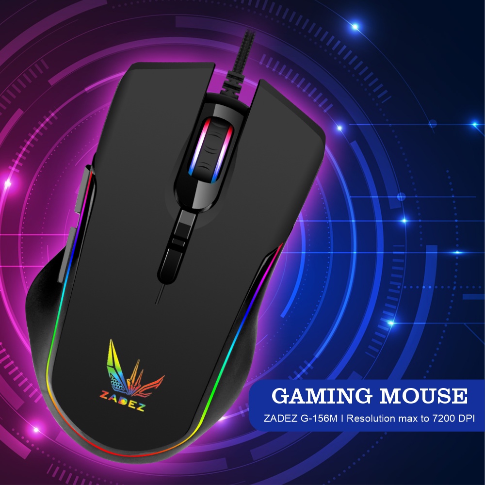 Chuột Gaming ZADEZ G156M 7200DPI, 4 Mức DPI, 7 Phím Chức Năng, Đèn LED RGB - Hàng Chính Hãng