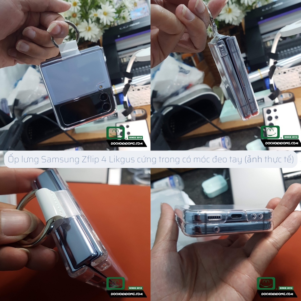 Ốp lưng Samsung Zflip 4 Likgus cứng trong có móc đeo tay