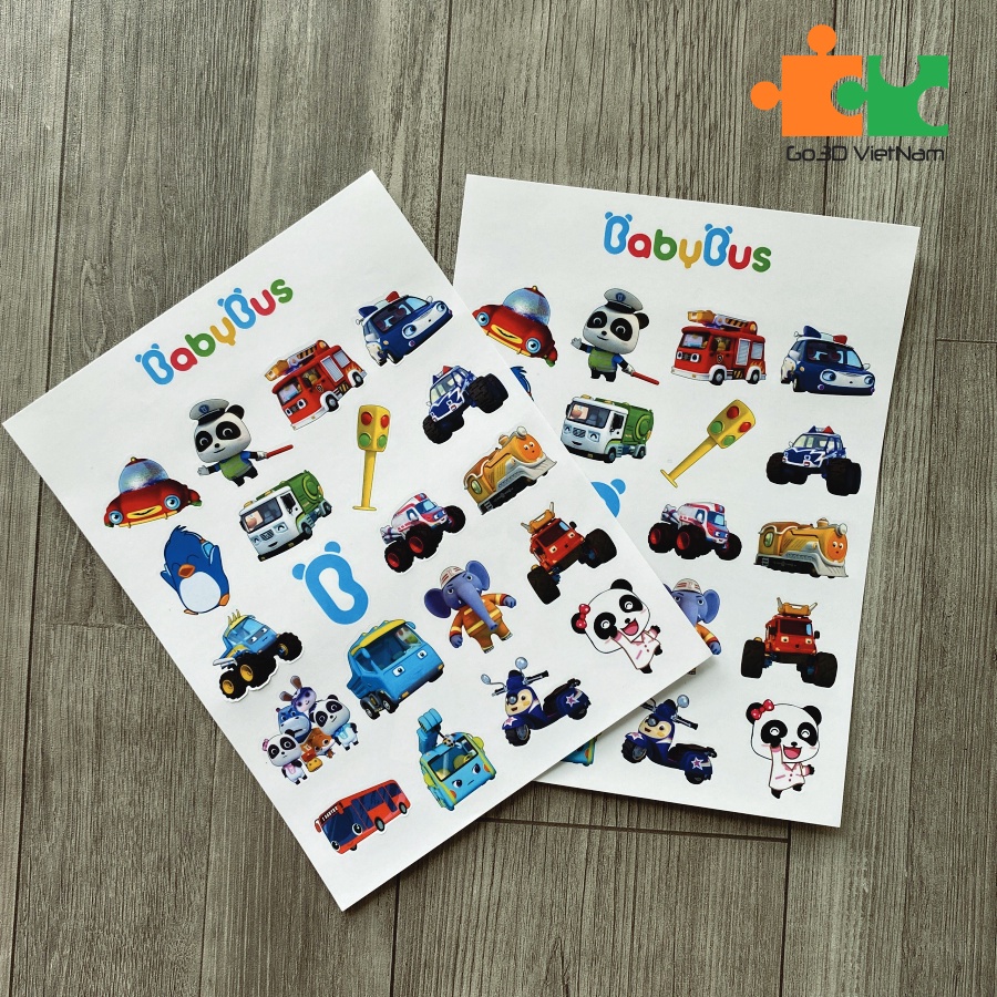 Hình dán babybus cho bé (Combo 3 tấm hình dán)