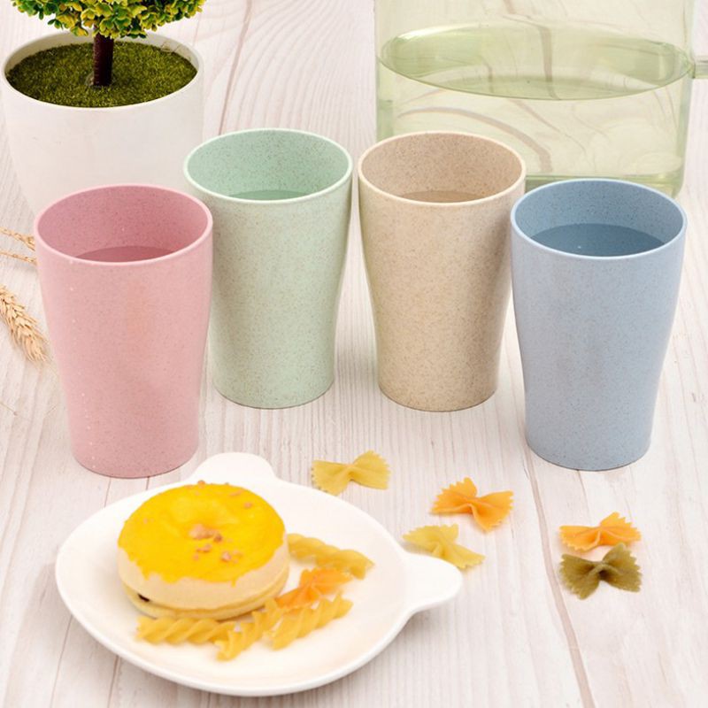 Bộ 4 ly uống nước bằng nhựa lúa mạch thân thiện với môi trường