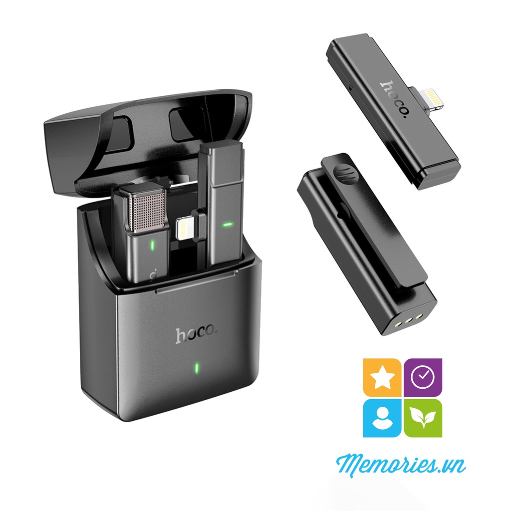 Microphone ghi âm không dây Hoco S31 (Lightning / Type C / 3 in 1) / S19 chính hãng cho điện thoại, quay video