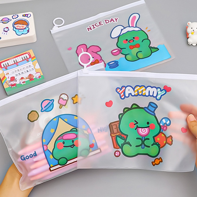 Túi đựng bút khổ A5 bằng PVC trong suốt có khóa kéo chống thấm nước