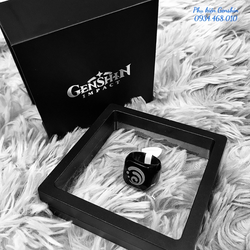 Nhẫn 7 nguyên tố Genshin Impact titan nguyên khối kèm box cao cấp