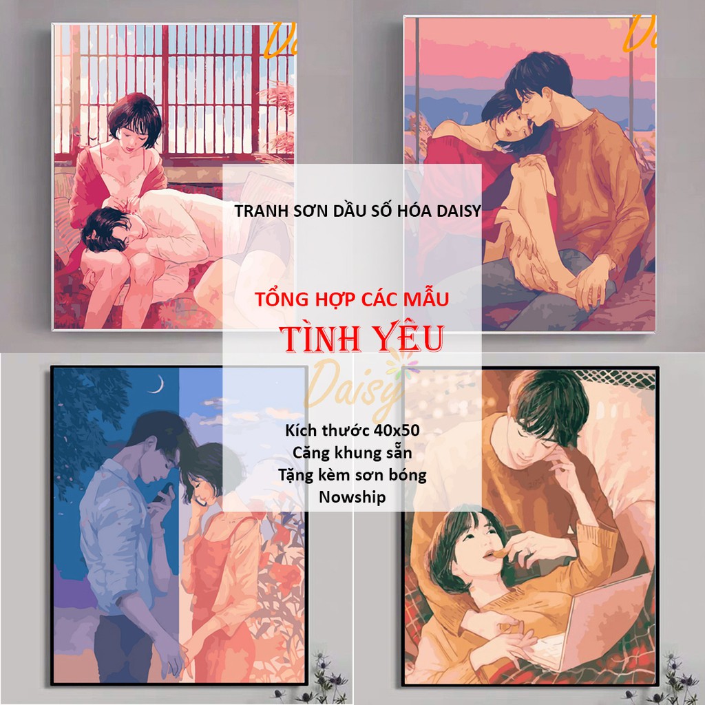Tranh Số Hóa Tự Tô Màu DAISY Bộ Sưu Tập Tình Yêu Vĩnh Cửu Chuẩn Màu, Nhiều Mẫu, Hàng Có Sẵn