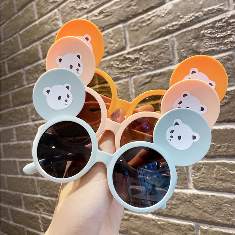 (KIQI-FASHION) COD Kính Mát Uv400 Chống Tia UV Hình Tai Gấu Dễ Thương Dành Cho Bé