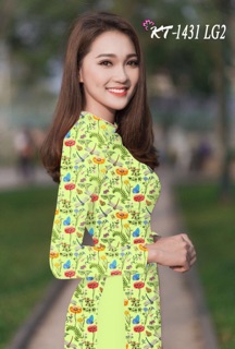 Vải áo dài hoa & chuồn chuồn đều
