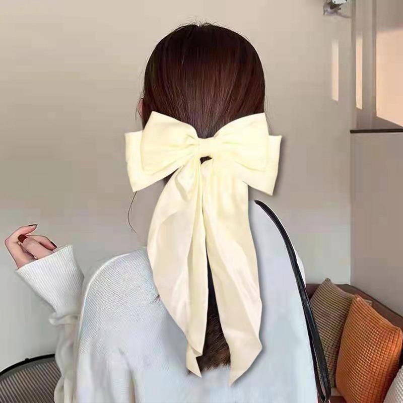 Kẹp Tóc Nơ Vải Lụa Satin Cỡ Lớn Phong Cách Hàn Quốc