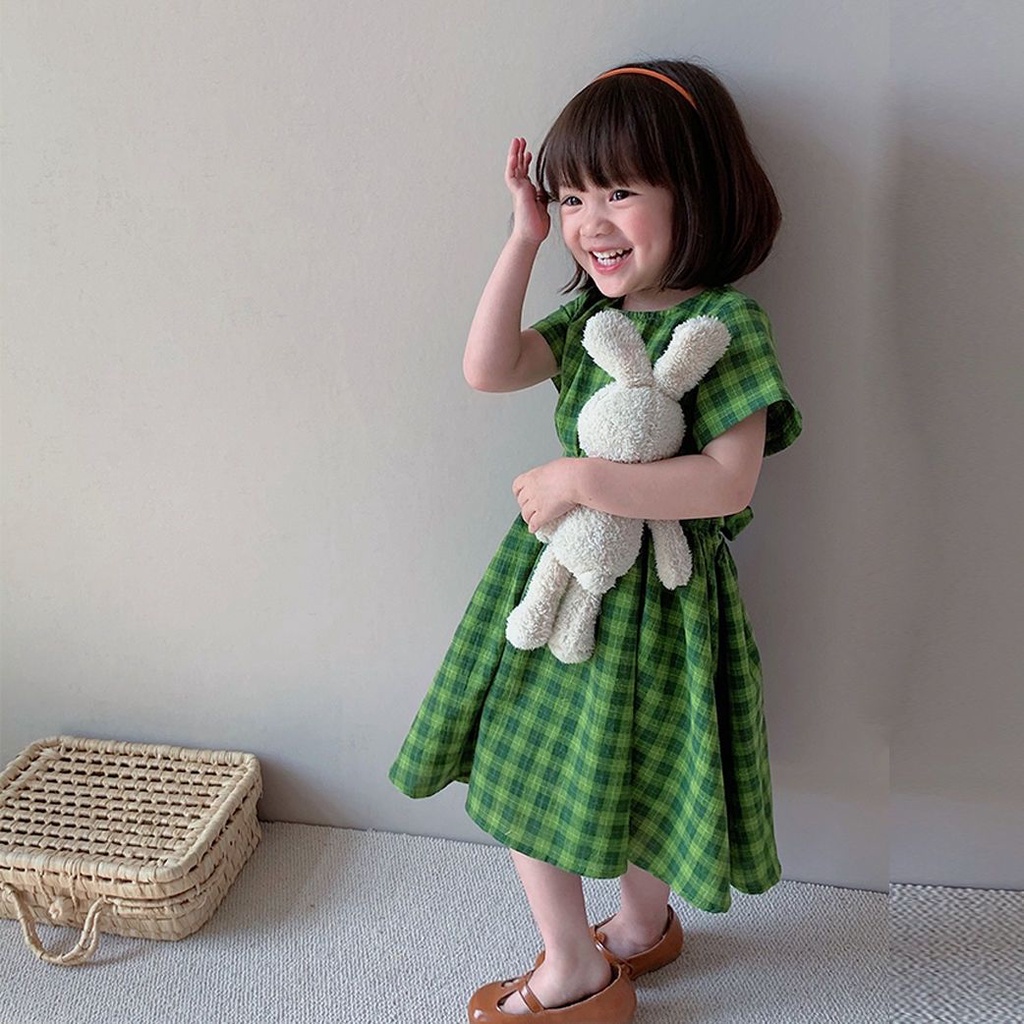 Đầm Công Chúa Mùa Hè Tay Cộc Dễ Thương Phong Cách Hàn Quốc Cho Bé Gái