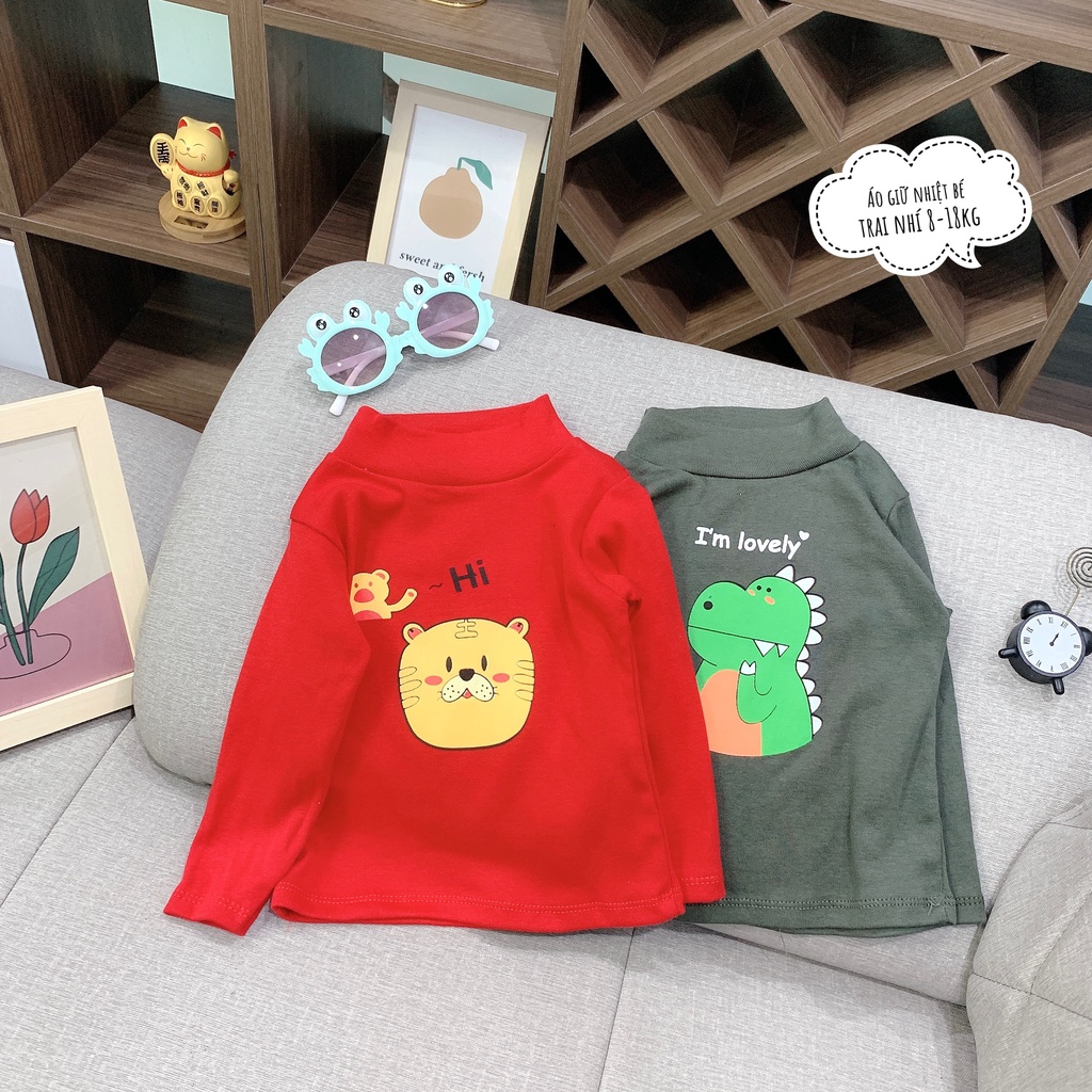 Combo bán sỉ 5 áo giữ nhiệt cổ 3 phân cho bé trai 8-18kg