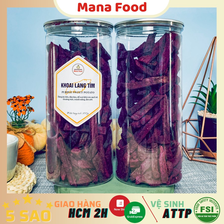 300G Khoai Lang Tím Sấy Giòn Mana Food | Sấy mộc - không đường - ATVSTP