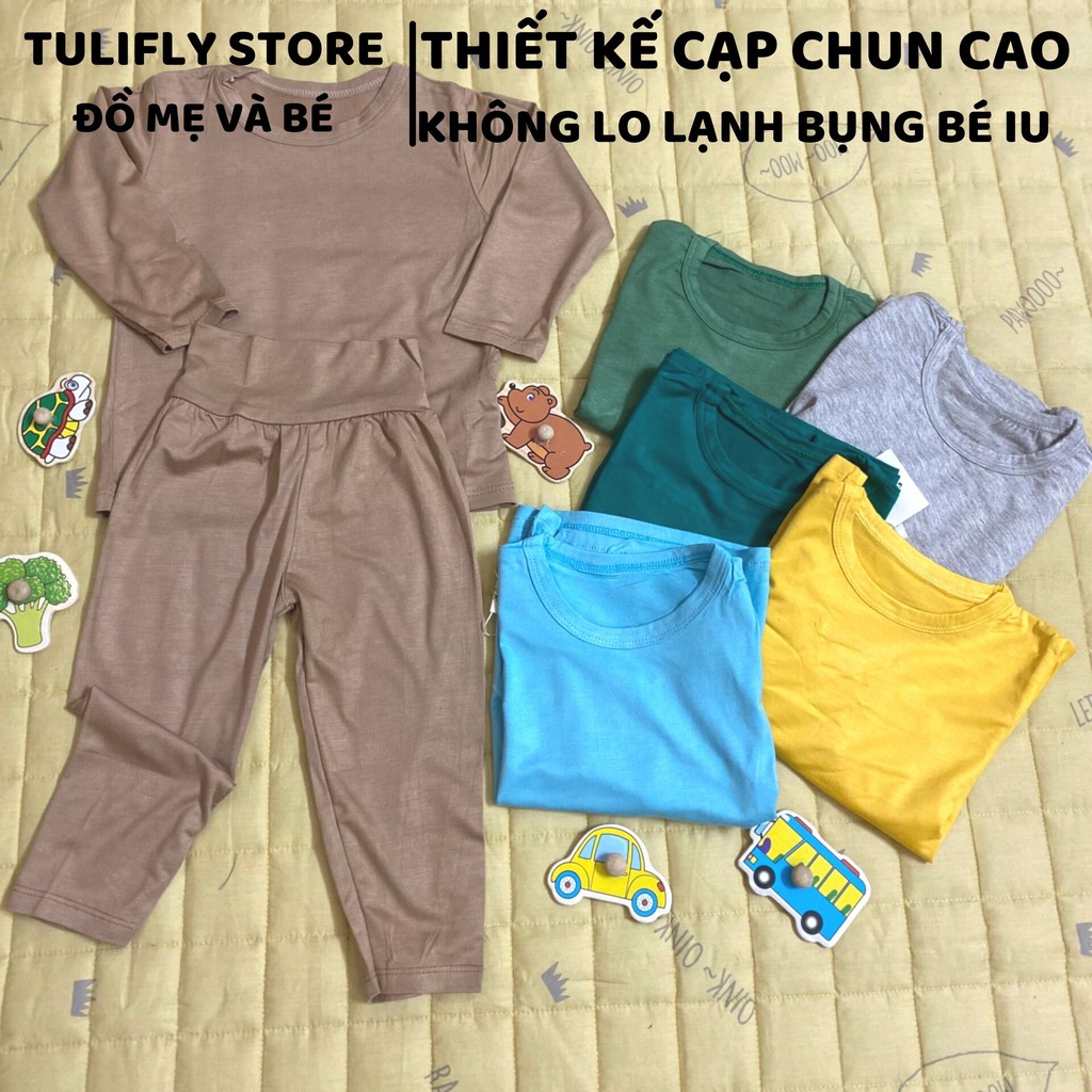 [ XẢ KHO] Bộ Thun Lạnh Dài Tay Cạp Cao Cho Bé Trai Bé Gái 6-18kg