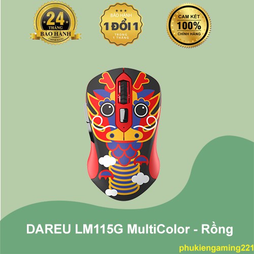 Chuột không dây DAREU LM115G MultiColor - Rồng - Hàng Chính Hãng