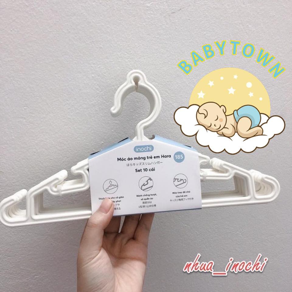 Set 10 Móc quần áo trẻ em Inochi  nhựa cao cấp Nhật
