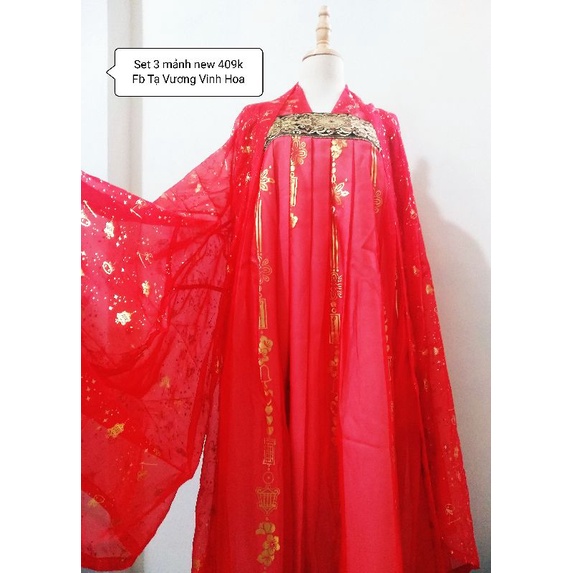 Hán phục cổ trang hanfu đỏ tân nương hỉ phục cô dâu