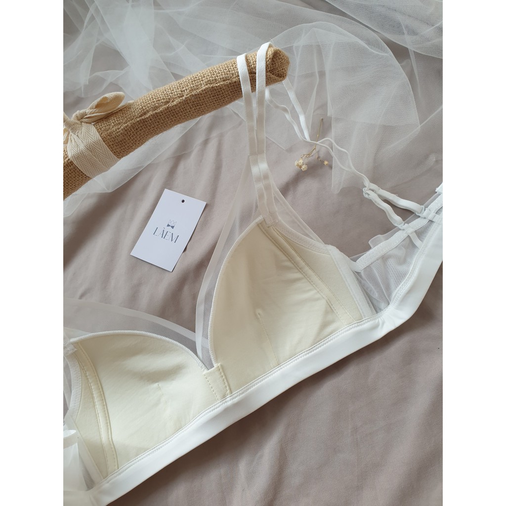Bộ Đồ Lót Cotton Thêu Hoạ Tiết Phủ Ren Lưới Cao Cấp LOLITA by LAEM