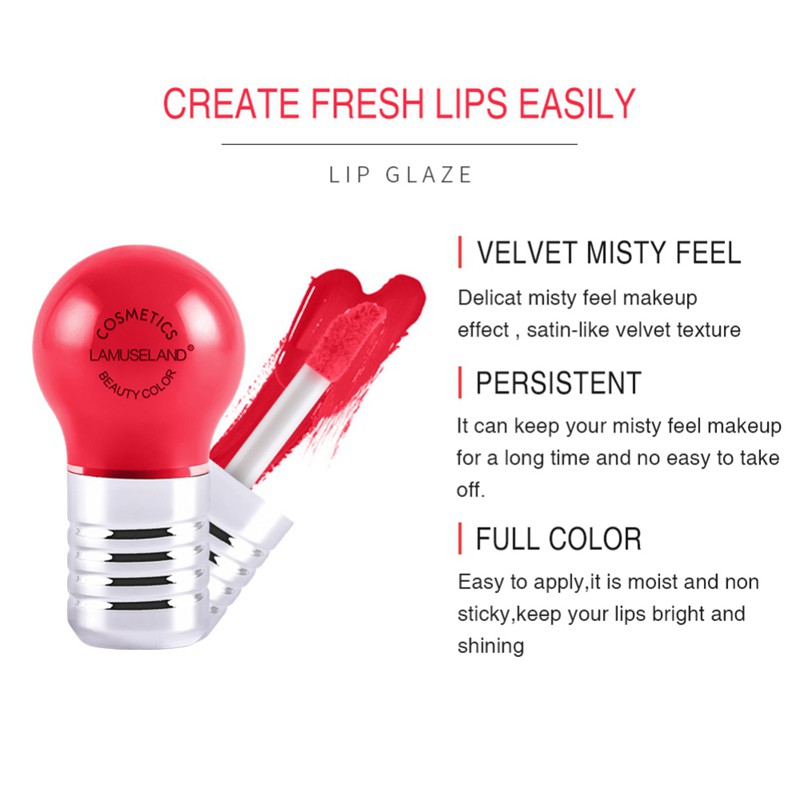 [Hàng mới về] Son môi hiệu ứng lì thiết kế hình bóng đèn trang điểm gợi cảm 12 màu sắc LAMUSELAND