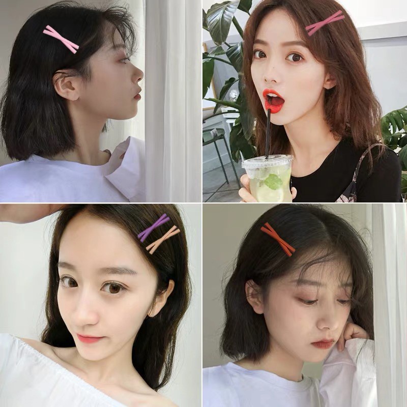Kẹp Tóc Hình Chữ Thập Màu Sắc Ngọt Ngào Phong Cách Hàn Quốc Đơn Giản Thời Trang Cho Nữ
