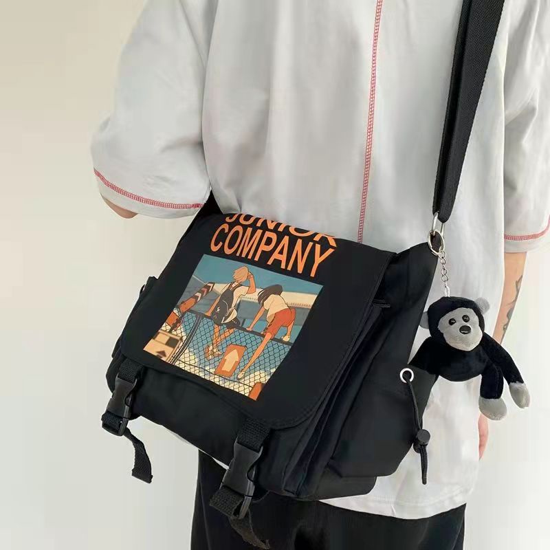 Túi Đeo Vai Vải Canvas Cỡ Lớn Kiểu Mới Cá Tính Cho Nam Và Nữ