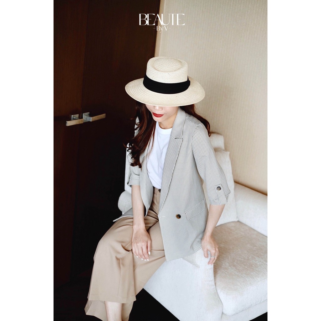 BEAUTEBYV - Áo Blazer Glamour kẻ | BigBuy360 - bigbuy360.vn
