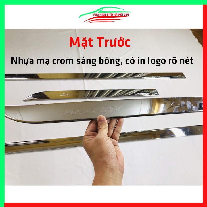 Bộ ốp nẹp sườn Accent 2018-2020 mạ crom bản to trang trí làm đẹp xe