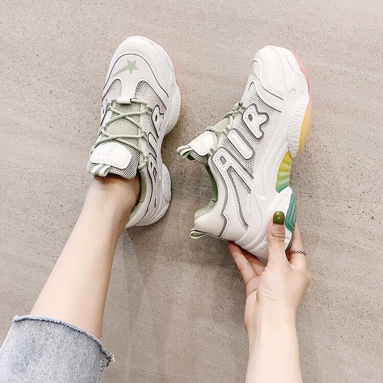 Giày nữ thể thao sneaker dạ quang pha vải lưới cực thoáng mẫu mới siêu hót hè năm nay