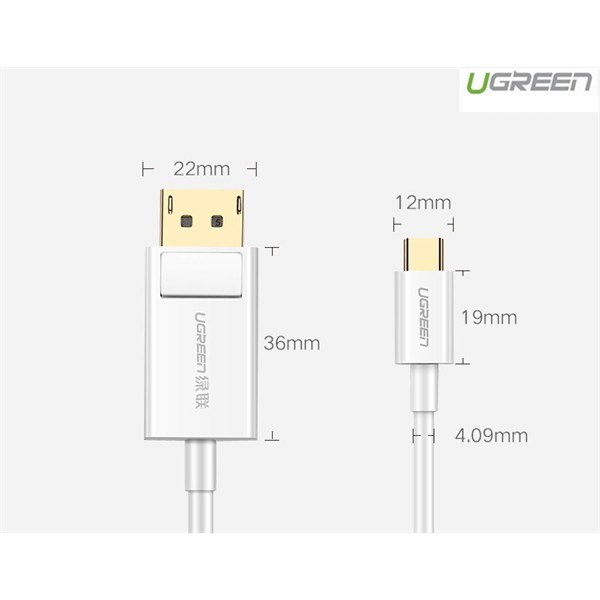 Cáp chuyển đổi USB Type C to Displayport dài 1,5m hỗ trợ 4K Ugreen 40420